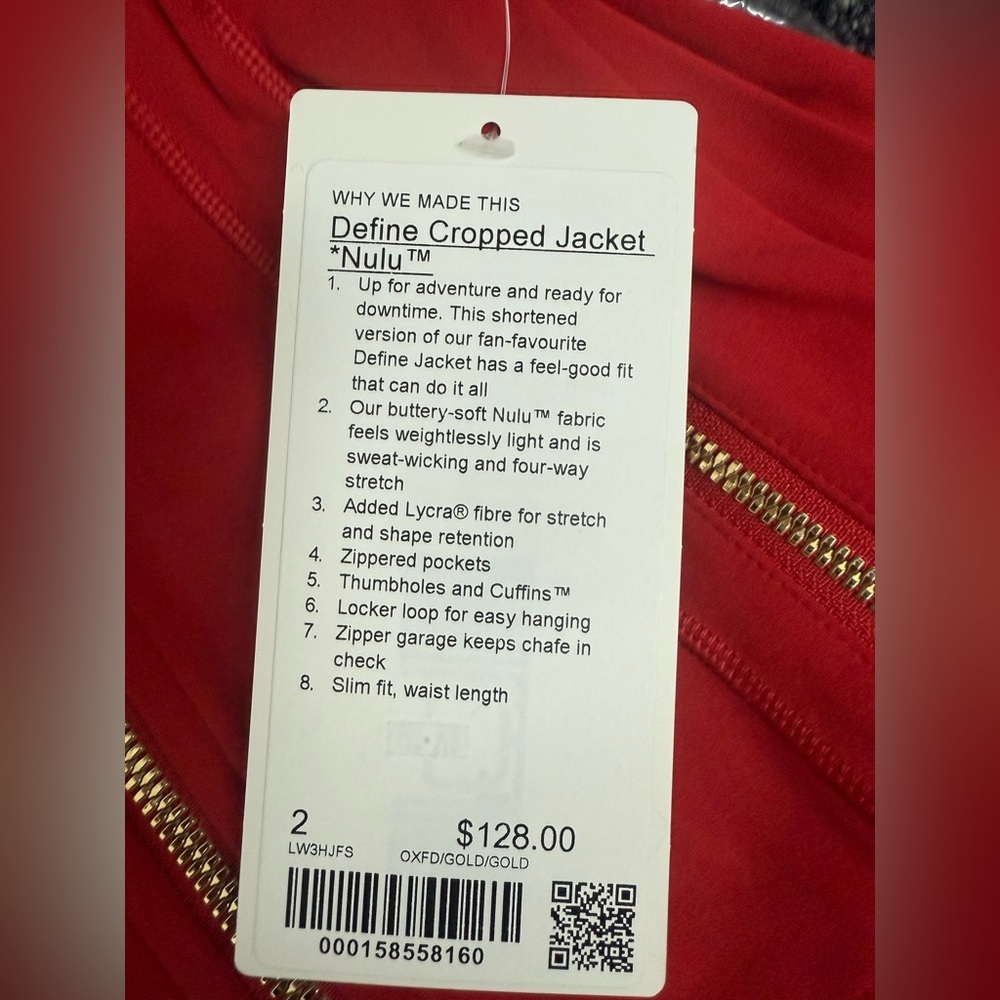 LuluLemon Lunar New Year Define Cropped Jacket Nulu in Oxford Red/Gold - Picture 3 of 4